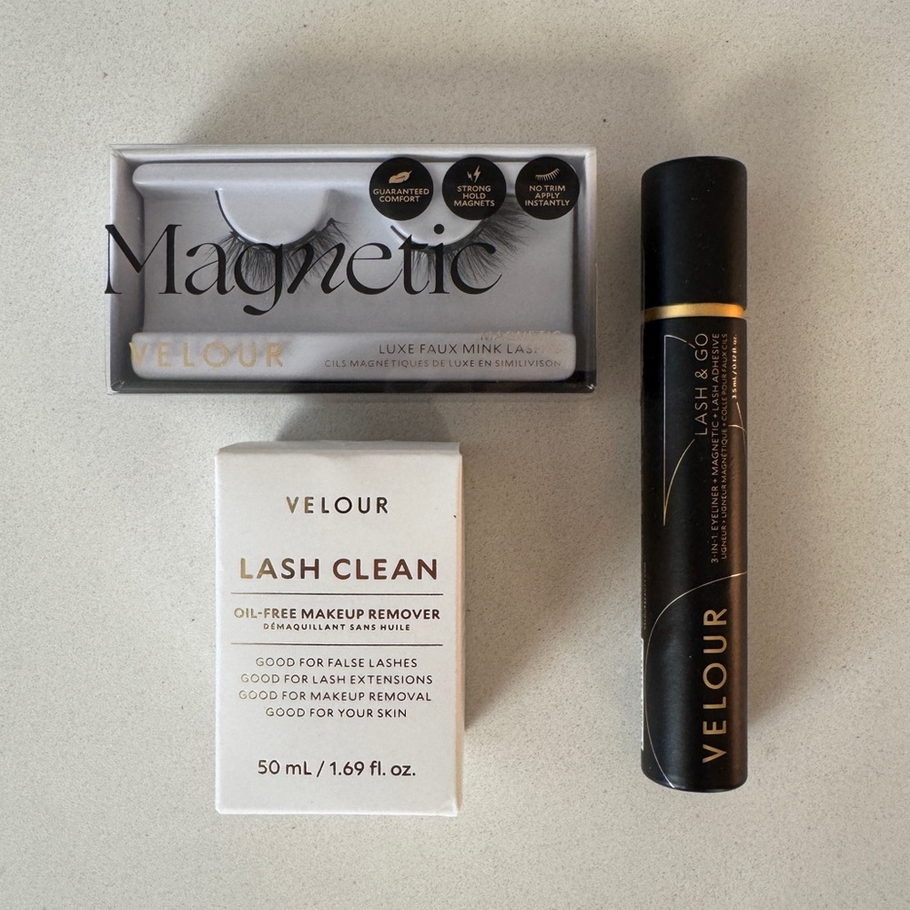 Velour Magnetic Faux Mink Lashes + Makeup Remover + Lash & Go Eyeliner Adhesive